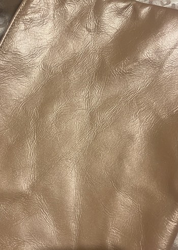 Bej Deri Kürklü Kadın Clutch Çanta