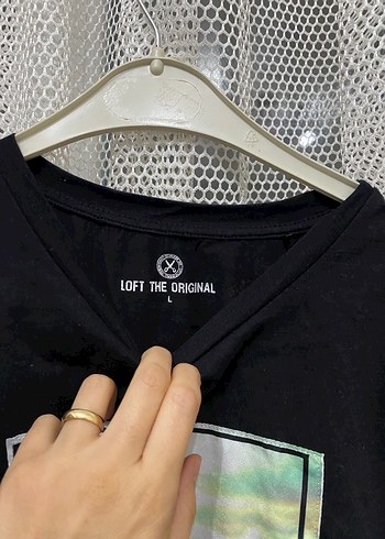 Loft Kadın Siyah Baskılı Kısa Kollu Tişört