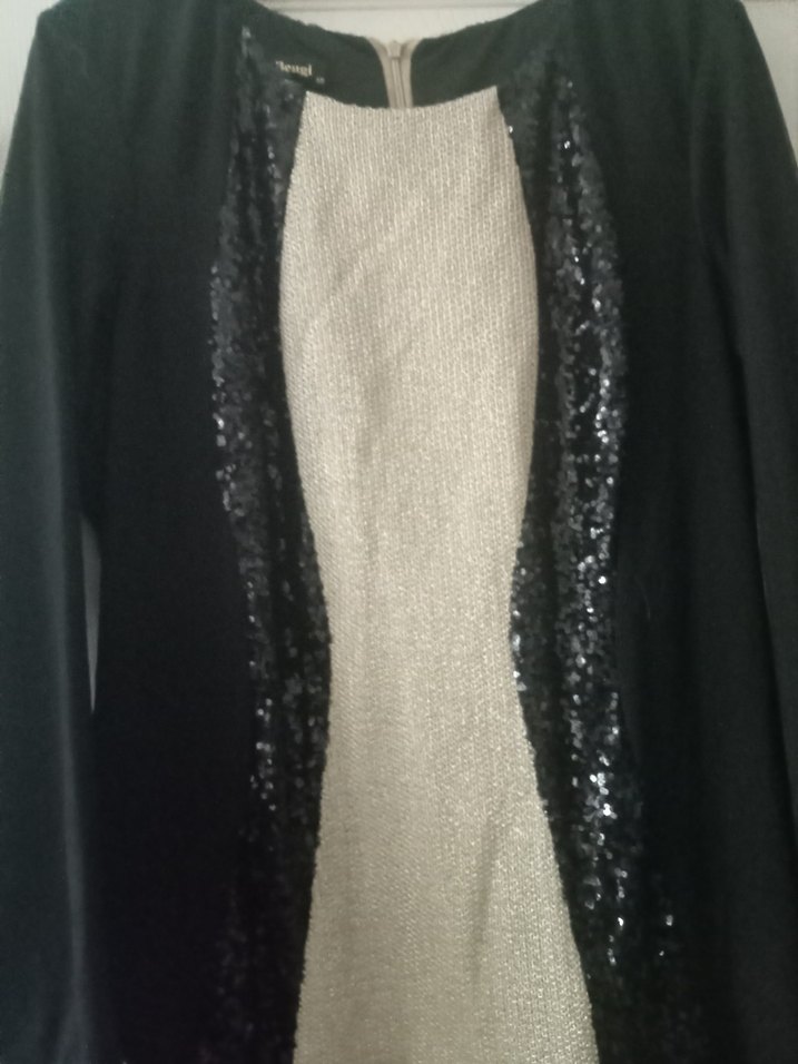 Uzun Siyah Drapeli Kadın Elbise - Görsel 3