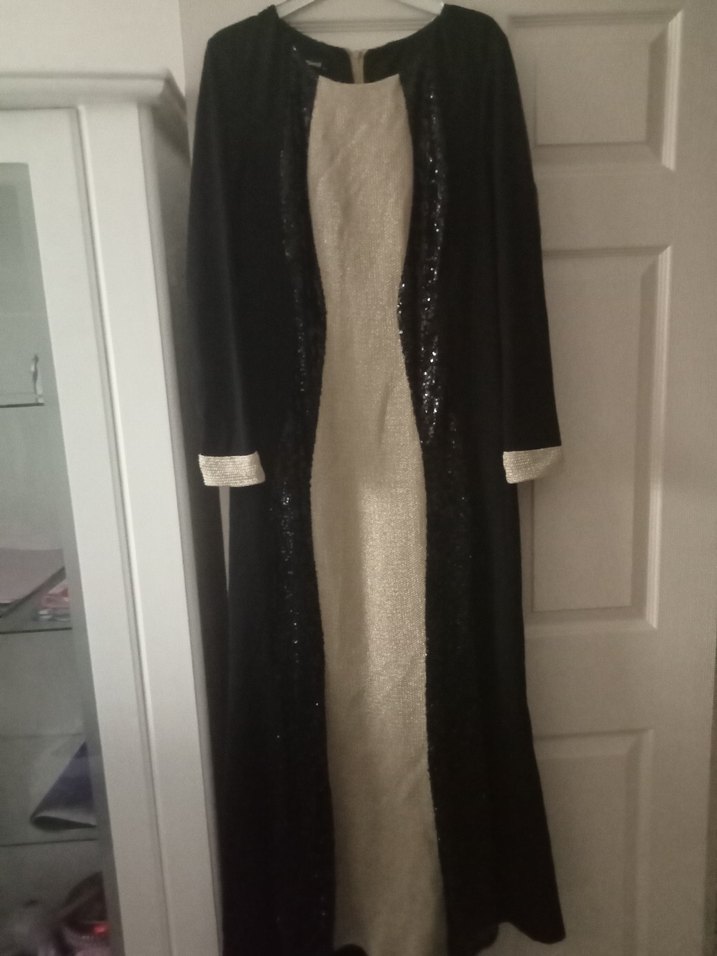 Uzun Siyah Drapeli Kadın Elbise - Görsel 2