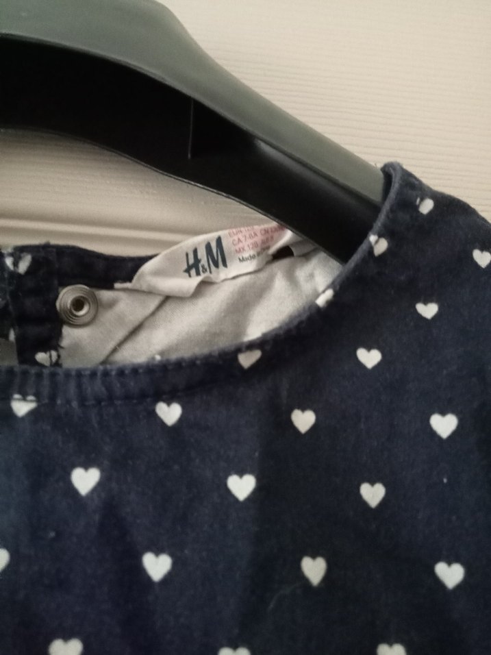 Kız Çocuk Lacivert Puantiyeli V Yaka Elbise - Görsel 3