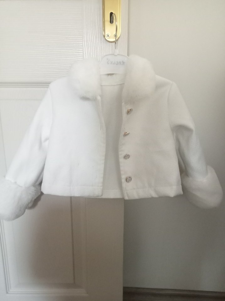 Beyaz Kız Çocuk Düğmeli ceket - Görsel 2