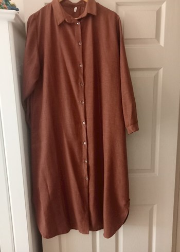 Uzun Kollu Kahverengi Salaş Kadın Tunik - Görsel 5