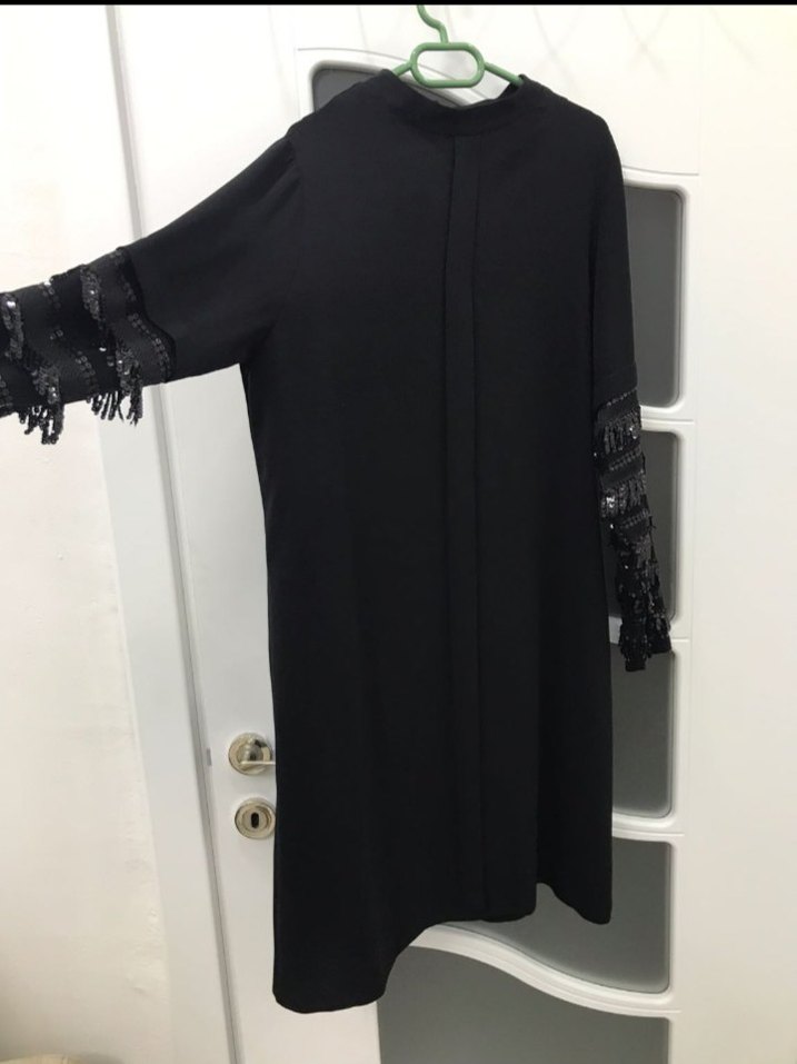 Uzun Kollu Siyah Gotik Uzun Elbise - Görsel 4