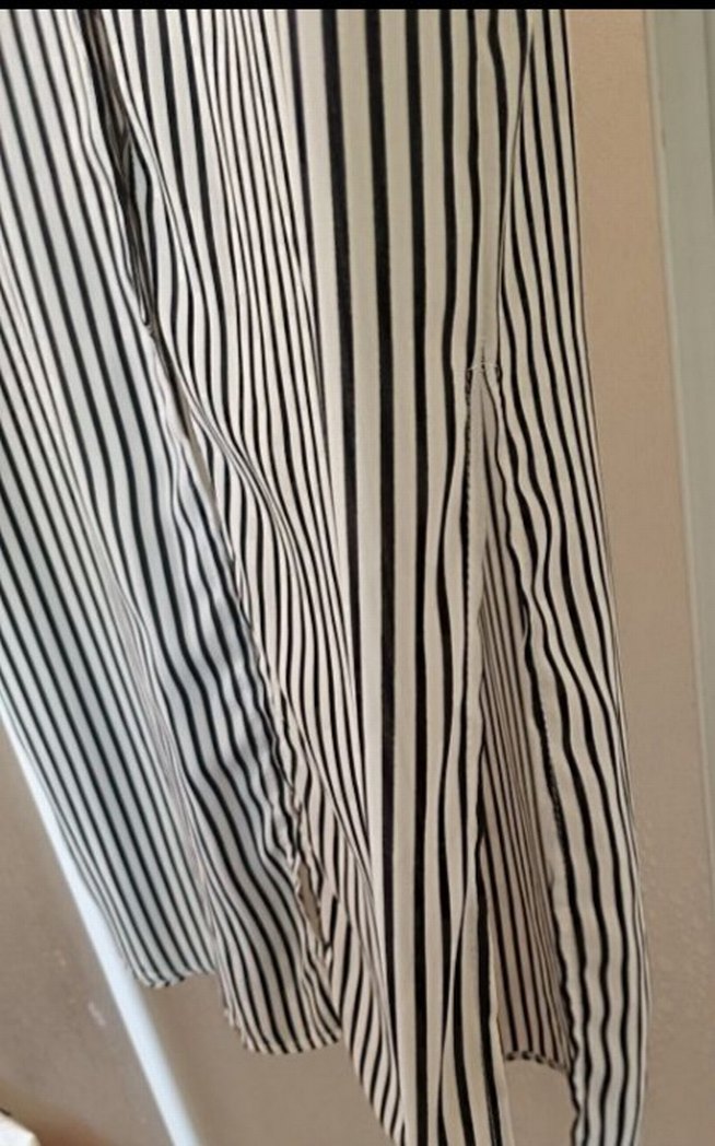 Düğmeli Uzun Kollu Çizgili Gri Kadın Gömlek - Görsel 5