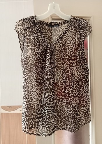 Leopar Desenli Kadın Bluz