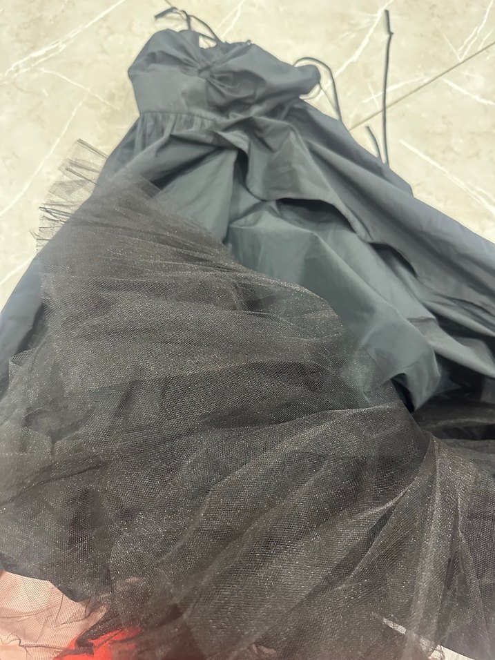 Siyah Straplez Uzun Kadın Abiye Elbise - Görsel 4