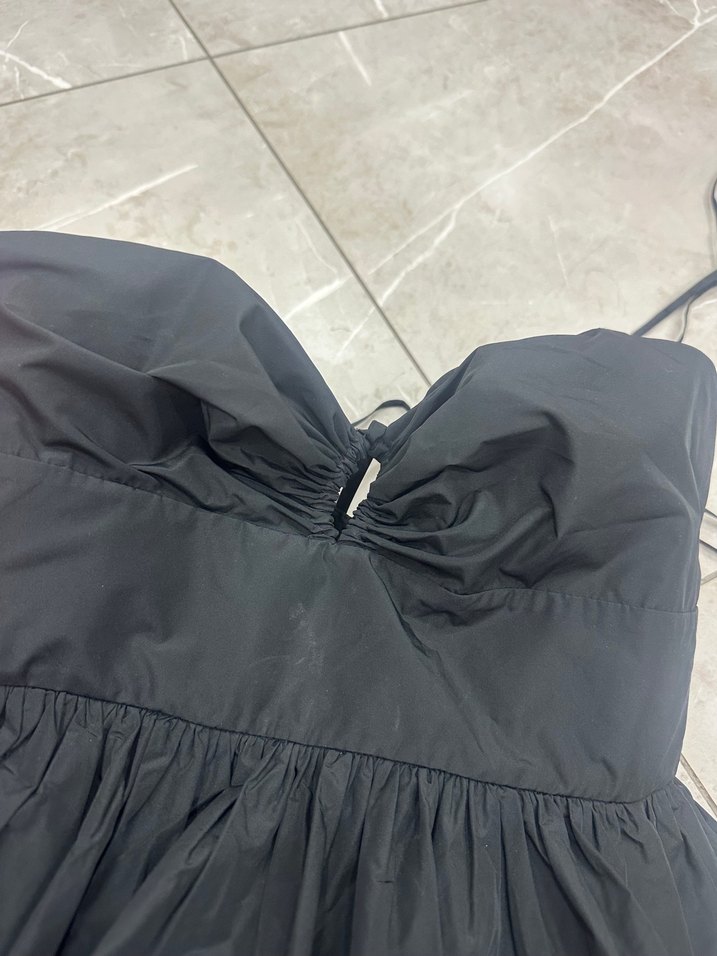 Siyah Straplez Uzun Kadın Abiye Elbise - Görsel 2