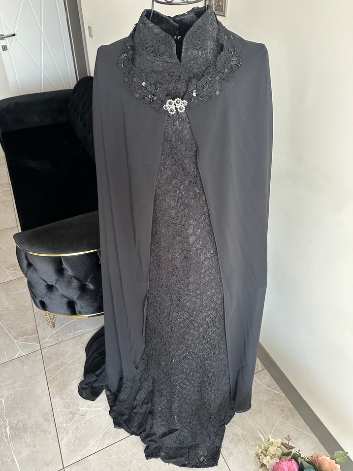 Siyah Gotik Uzun Kadın Abiye Elbise - Görsel 2