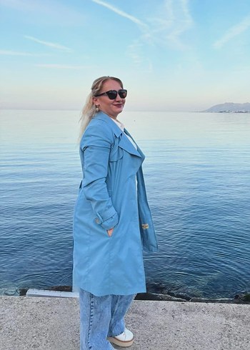 Mavi Denim Trenchcoat, Normal Boy, Şeffaf Detaylı
