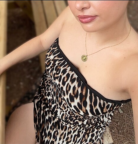 m Beden Holly Lolly Leopar Elbise
