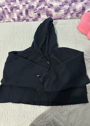 Lacivert crop sweatshirt