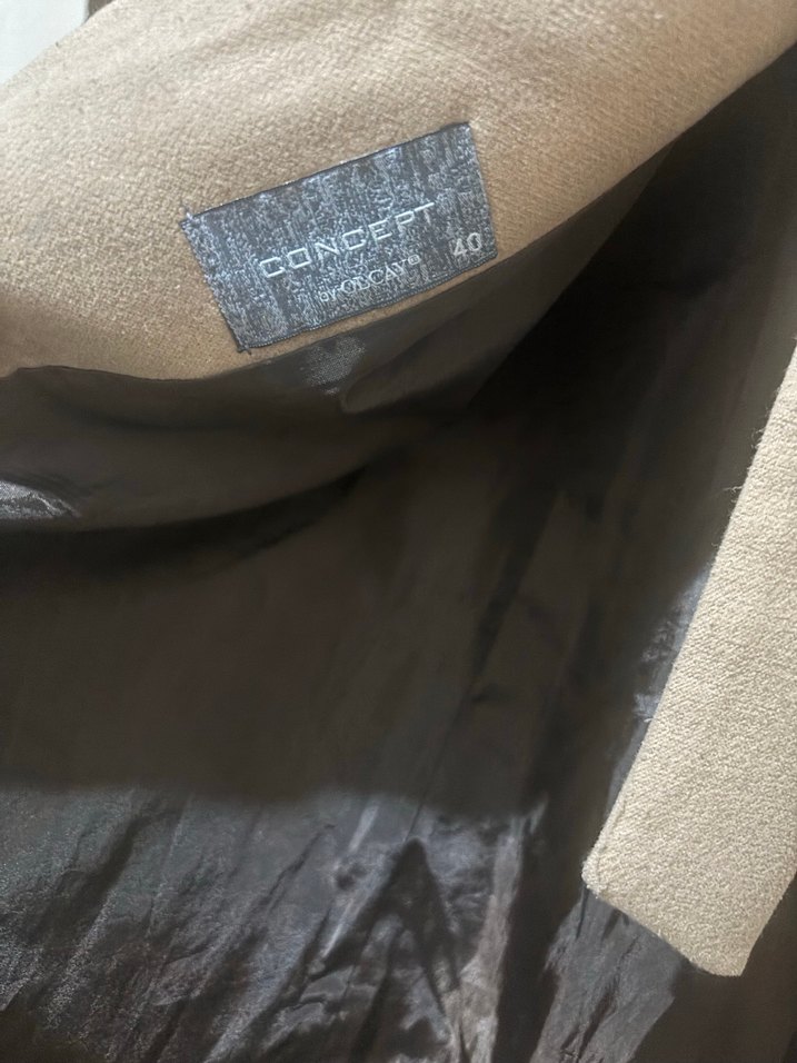 Bej Süet Kemerli Uzun Kadın Kaban - Görsel 3