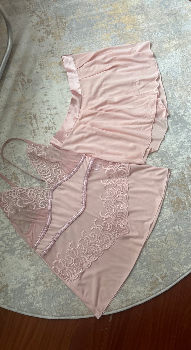 Pembe V Yaka Uzun Kollu Lohusa Sabahlık - Görsel 4