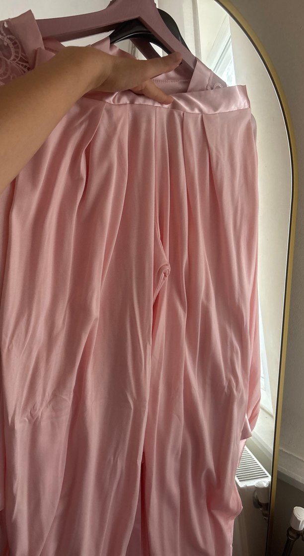 Pembe V Yaka Uzun Kollu Lohusa Sabahlık - Görsel 3