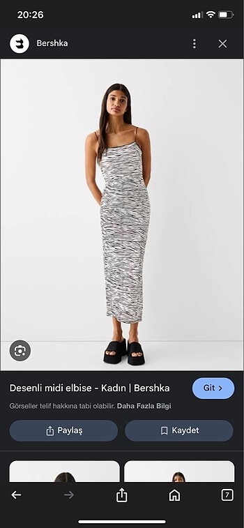Bershka zebra elbise