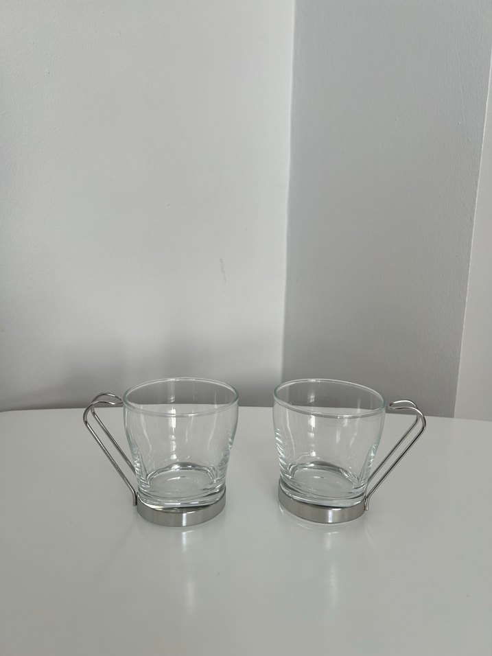 Metal saplı cam kupa 2'li - Görsel 2