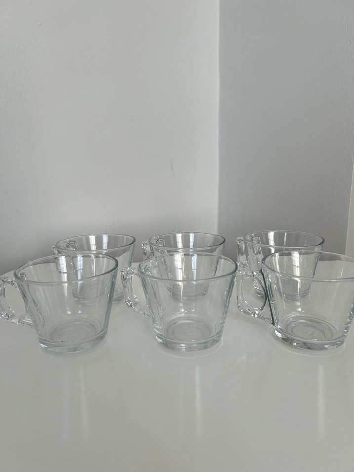 Şeffaf Cam Kulplu 6'lı Fincan Seti - Görsel 2