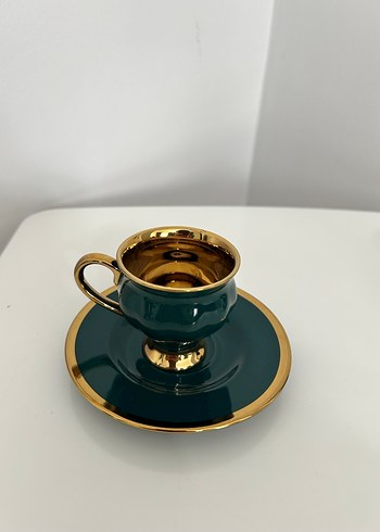 Madame Coco 2'li Yeşil Altın Detaylı Fincan Seti - Görsel 5