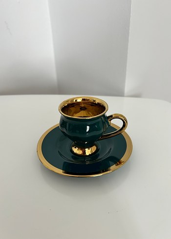 Madame Coco 2'li Yeşil Altın Detaylı Fincan Seti - Görsel 4