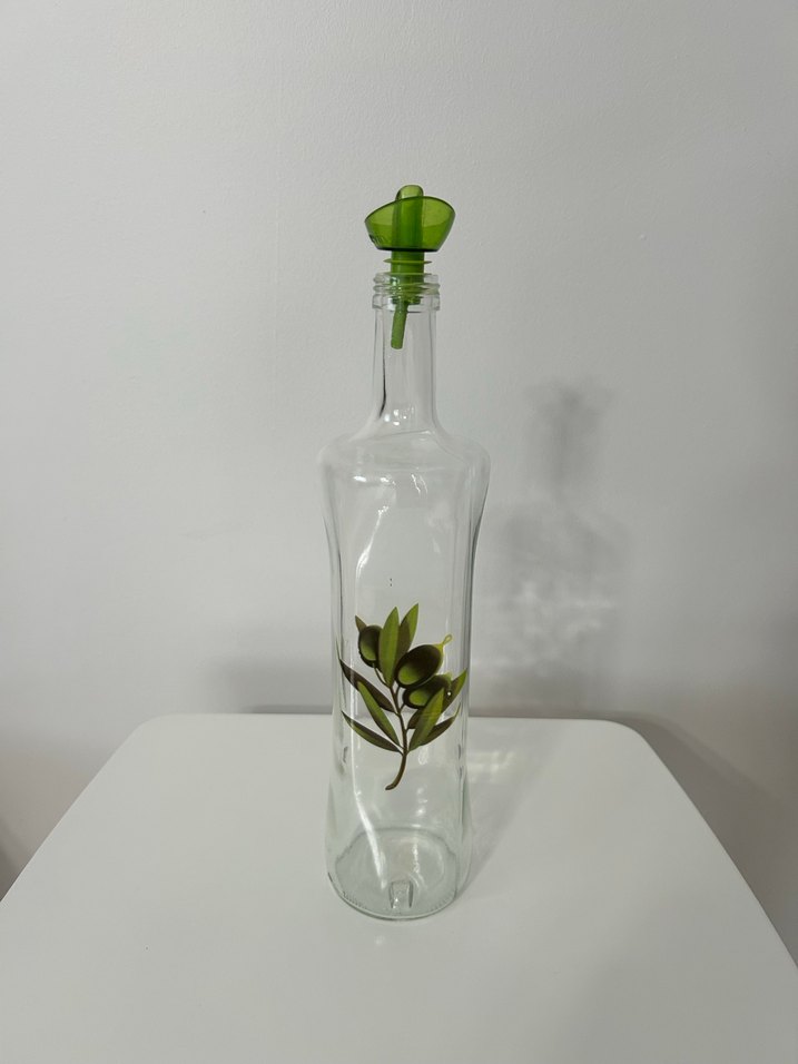Zeytin Desenli Cam Yağlık Şişesi 1 lt - Görsel 2