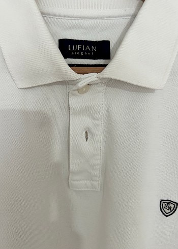 m Beden Erkek Beyaz Pamuklu Polo Tişört Lufian