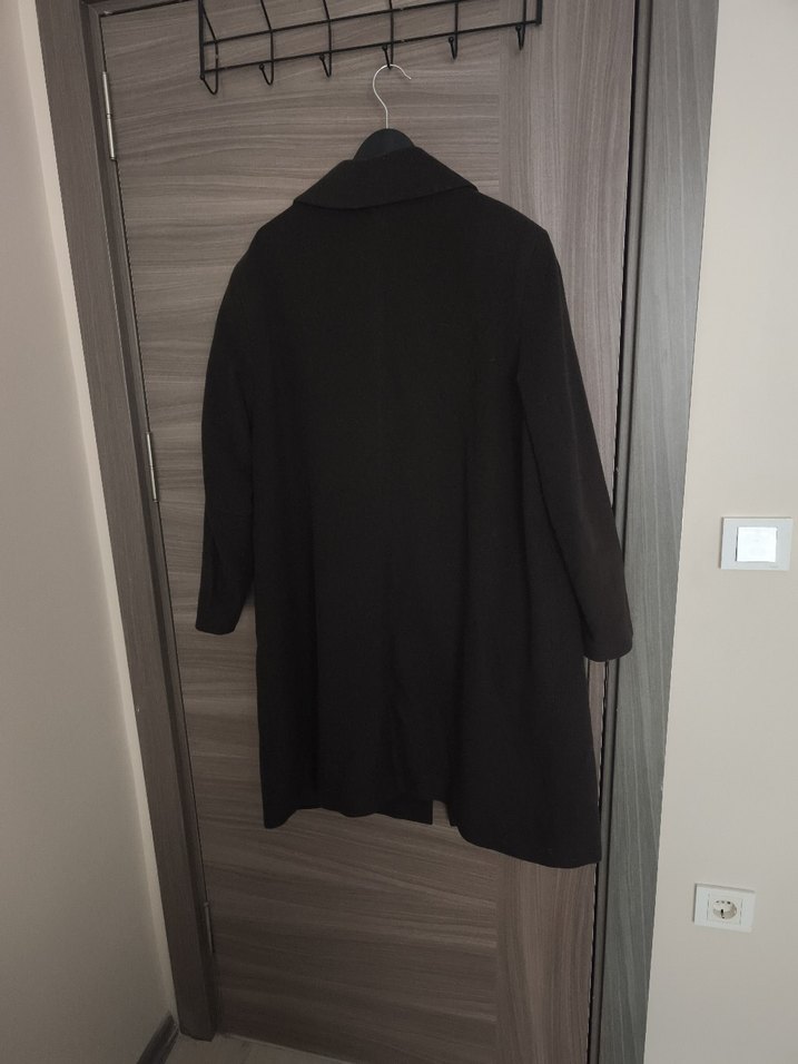 Koyu kahve Deri Detaylı Kadın Kaban - Görsel 4