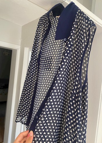 Lacivert Puantiyeli Kolsuz Gömlek - Görsel 3