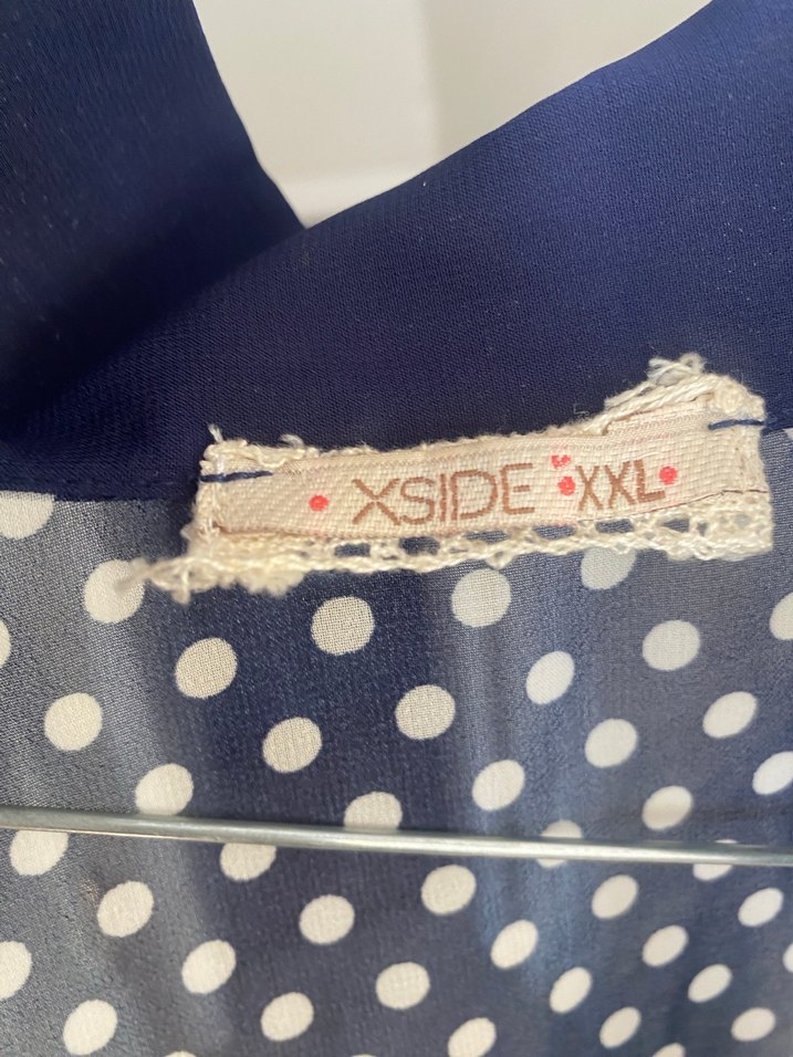 Lacivert Puantiyeli Kolsuz Gömlek - Görsel 4