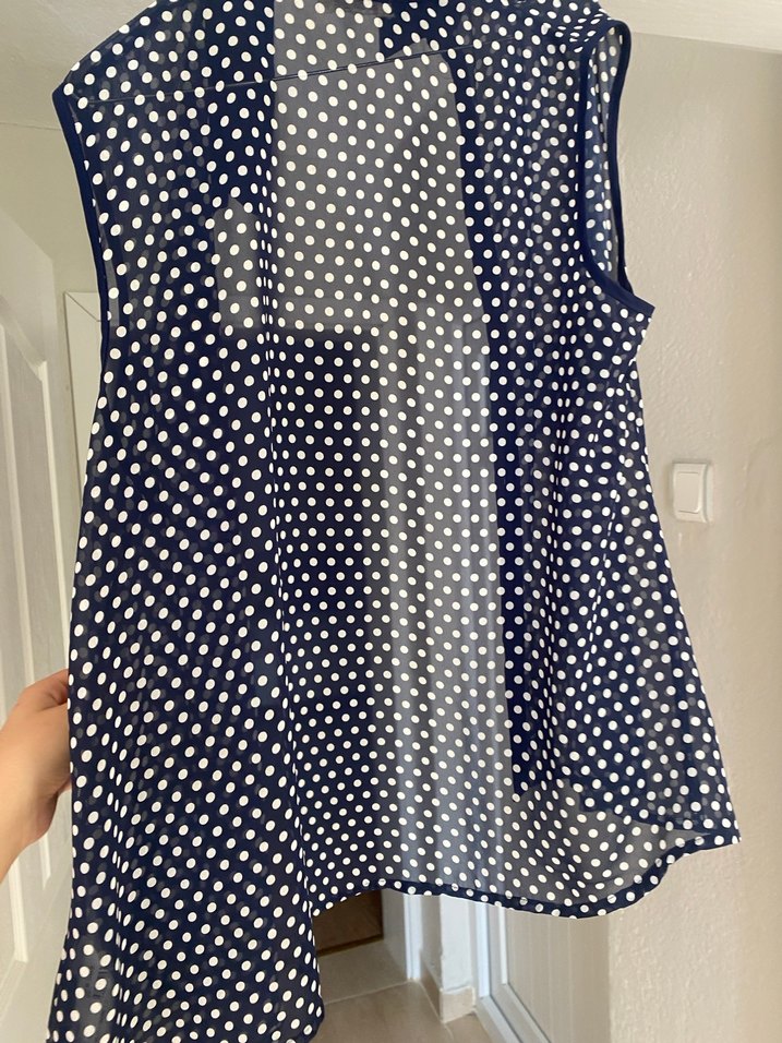 Lacivert Puantiyeli Kolsuz Gömlek - Görsel 2