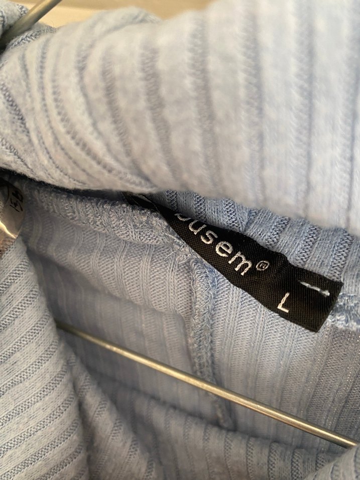 Bebe Mavisi Boğazlı Triko Kadın Kazak - Görsel 5