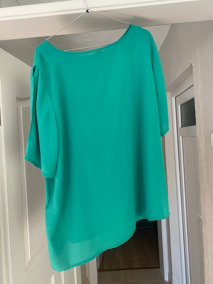 Yeşil Salaş Kısa Kollu Kadın Bluz - Görsel 4