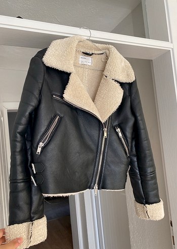 Kürklü Siyah Deri Kadın Ceket - Görsel 3