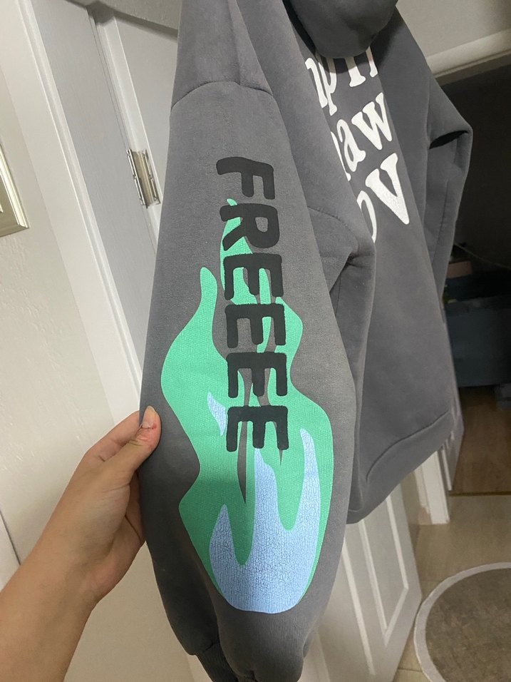 Gri Baskılı Kadın Sweatshirt - Görsel 2