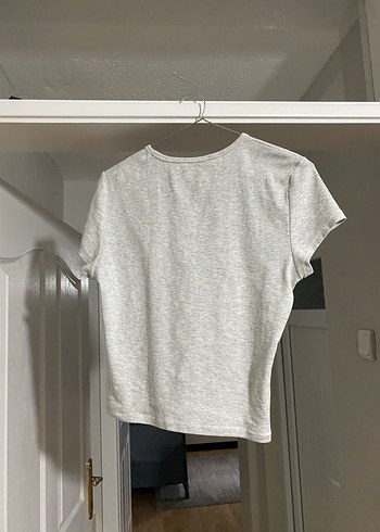 Gri Kısa Kollu Bershka Tişört - Görsel 3