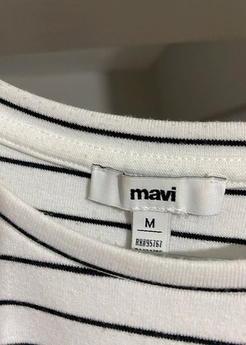 Çizgili Kısa Kollu Crop - Görsel 2