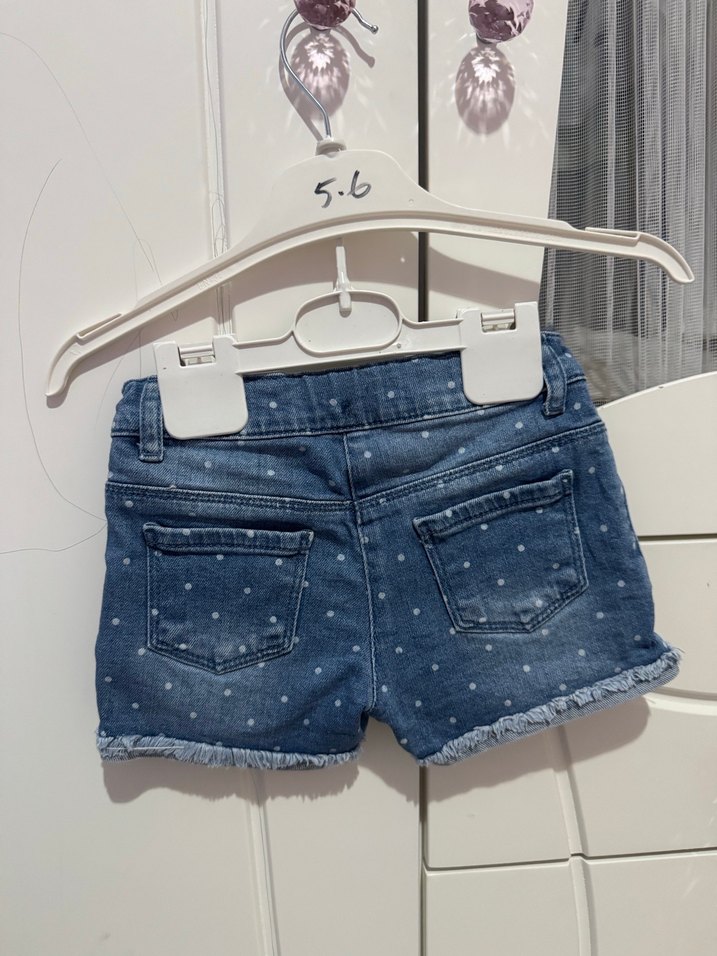 Düğmeli Puanlı Kız Kot Şort - Görsel 2