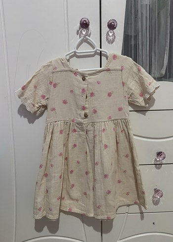 Kız Çocuk Bej  Pamuklu Elbise - Görsel 2