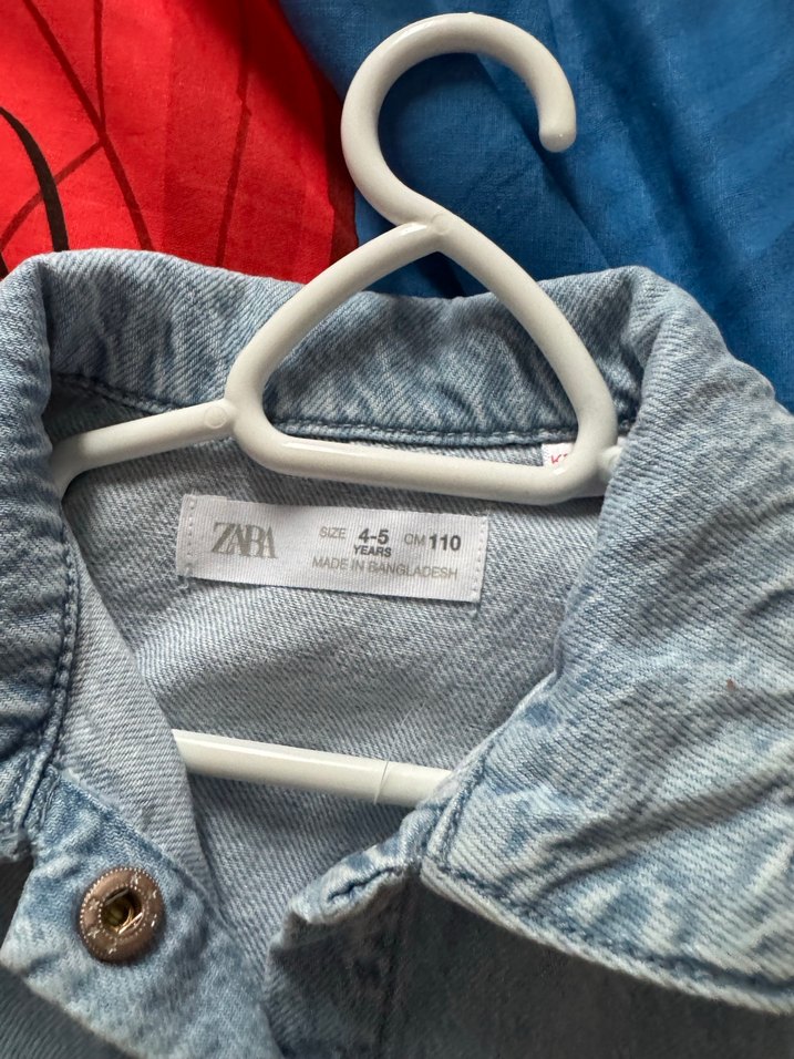 Zara kız Çocuk Kot Elbise Volanlı Kolsuz - Görsel 3