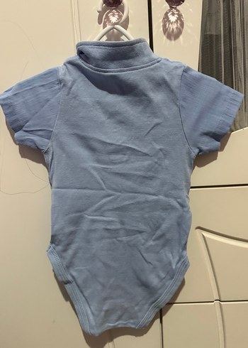 1 Yaş Beden mavi Renk Mavi Kısa Kollu Düğmeli Bebek Body