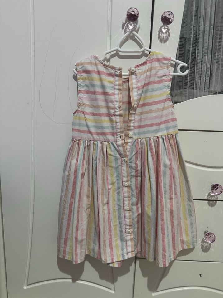 Çok Renkli Kız Çocuk Kolsuz Elbise - Görsel 2