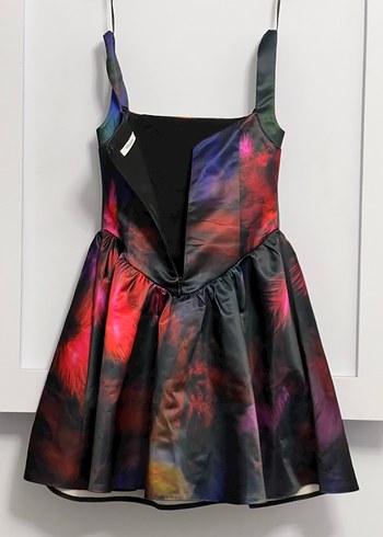 Siyah Volanlı Mini Elbise - Görsel 3