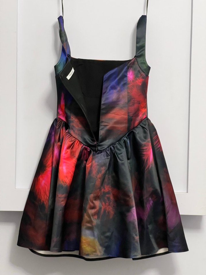 Siyah Volanlı Mini Elbise - Görsel 3