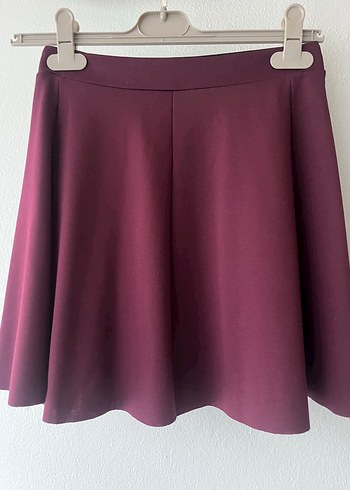 Bershka Bordo Pilili Midi Kadın Etek