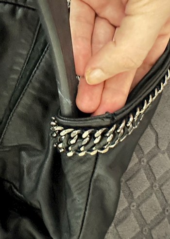 Siyah Derimod Nakışlı Deri Biker Ceket - Görsel 8