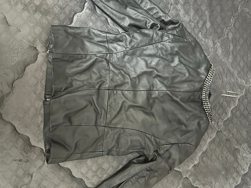 Siyah Derimod Nakışlı Deri Biker Ceket - Görsel 4