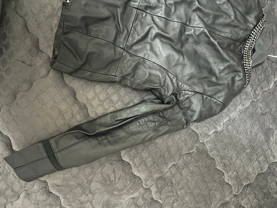 Siyah Derimod Nakışlı Deri Biker Ceket - Görsel 3