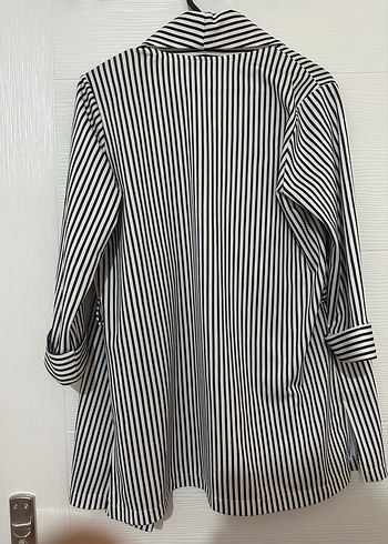 Çizgili Midi Kadın Blazer Ceket - Görsel 4