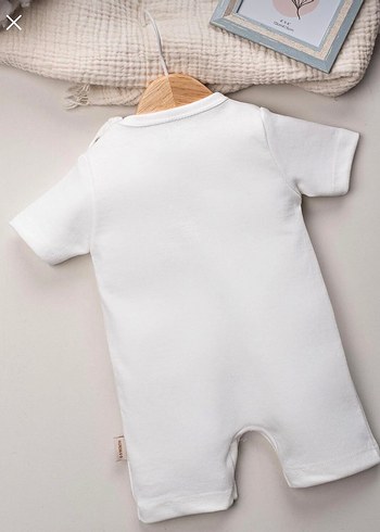 Unisex Organik Beyaz Anne Baba Baskılı Tulum 9 ay - Görsel 3