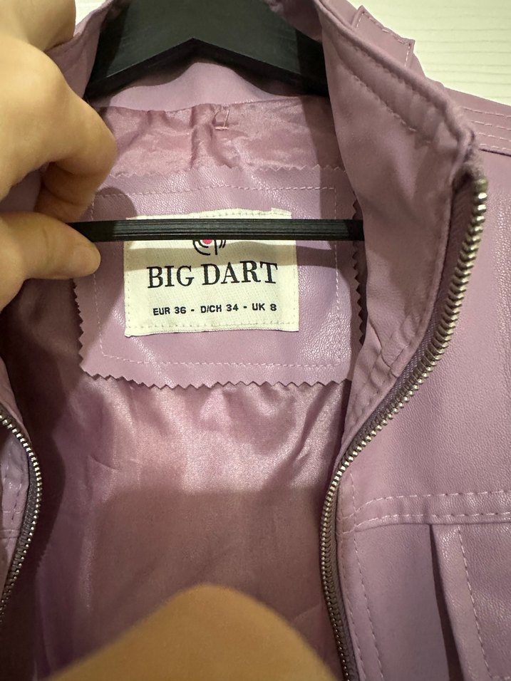 Mor Fermuarlı Deri Kadın Ceket - Görsel 4